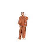 Tunik Pantolon Takım Tesettür Alt Üst Takım, Kadın İkili Eşofman Takımı (Kahverengi, L/XL)