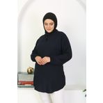 Tunikteks Dokuma viskon pamuklu rahat yumuşak kumaş koyu lacivert tunik