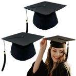 TUONYIS 2 adet lisans şapkası, üniseks, mezuniyet şapkası, mezuniyet şapkası, mezun kepi, öğrenci şapkası, lisans mezuniyeti şapkası, üniversite, lise mezuniyeti için (siyah)