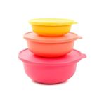 Tupperware Aloha 3 lü Set ( 2L Açık Pembe + 1L Somon + 450ml Sarı Kase)