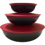 Tupperware Berrak Siyah Bordo Saklama Kabı Set Kırmızı 6 Parça - Siyah - Kırmızı