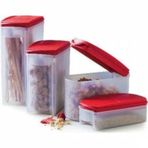 Tupperware Oval Dizayn 4'lü Set - Kırmızı