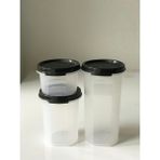 Tupperware Oval Yuvarlak Siyah 3lü Set - Siyah Şeffaf