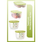 Tupperware Sera 4 lü Set Lime ve Sarı Kapaklı Yeni Set