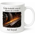 Tupya Gift Bıçak Bileyicisi Çark Taşında Kıvılcım Kahve Kupası Özel Tasarım Hediye Bardak - Adet - Beyaz