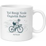 Tupya Gift Bisiklet Sever Özgür Ruh Tasarımlı Baskılı Kupa Bardak Sporcu Hediyesi - Adet - Beyaz