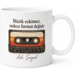 Tupya Gift Kaset Temalı Nostaljik Baskılı Kupa Bardak Retro Müzik Hediye - Adet - Beyaz