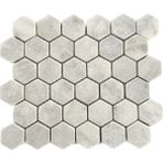 Tuqco Doğaltaş Fileli 2" Hexagon Carrara Eskitme Mermer Mozaik