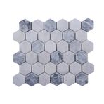 TUQCO Natural Stone Doğal Taş Duvar Paneli 2 Inch Hexagon White-Silver Mermer Mozaik Eskitme Fileli Backsplash Yuvarlatılmış, Yüzey Döşeme,