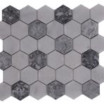 TUQCO Natural Stone Doğal Taş Duvar Paneli 2 Inch Hexagon White-Silver Mermer Mozaik Honlu Fileli Backsplash, Yüzey Döşeme