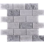 TUQCO Natural Stone Doğal Taş Duvar Paneli Silver White Mermer Mozaik Eskitme 5 x 10 Brick Fileli Backsplash, Yuvarlanmış, Yüzey Döşeme,