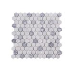 TUQCO Natural Stone Doğaltaş Duvar Paneli 1 Inch Hexagon White-Silver Mermer Mozaik Eskitme Fileli, Duvar Kaplama, Yüzey Döşeme