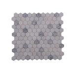TUQCO Natural Stone Doğaltaş Duvar Paneli 1 Inch Hexagon White-Silver Mermer Mozaik Honlu Fileli, Duvar Kaplama, Yüzey Döşeme