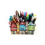 TuraLazerKesim Ahşap Rengarenk Apartmanlar Masaüstü Kalemlik Kalem Kutusu Ve Organizer