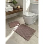 Turanyolu 2'li Toz Pembe Banyo Paspas Takımı – Klozet Takımı (Kaymaz Tabanlı), 40X50 & 50X90 cm