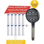 Turbo Basınç Özellikli Yeni 6 Farklı Akış Modlu Duş Başlığı Kireç Önleyici 10 Adet Yedek Filtreli
