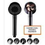 Turbo Fan Pervaneli 5 Fonksiyonlu Su Tasarruflu, Start/Stop, Duş Başlığı | Pervaneli Turbo El Duşu Siyah/Gold
