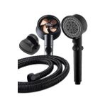 Turbo Pervaneli 5 Fonksiyonlu Duş Başlığı + Mafsal + Duş Hortumu 150 CM Set Siyah
