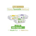Turco Doğadan Pratik Temizlik Turco Doğadan Pratik Yüzey Temizlik Havlusu Yeşil Sabun Lavanta Limon 3x100