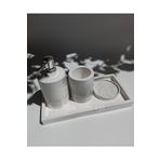 Ture Concept Mermer Görünümlü Banyo Set Dikdörtgen Tepsi & Sıvı Sabunluk & Katı Sabunluk & Diş Fırçalık