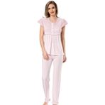 Türen 3199 % 65 Viskon % 35 Polyester Ekru Dantelli Kadın Pijama Takımı