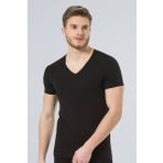 Türen Erkek V Yaka Likralı T-shirt - Siyah XXL