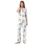 Türen Kadın 3604/Ekru Desenli Kısa Kol Dokuma Pijama Takımı