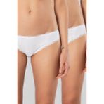 Türen Kadin Likrali Ribana Dantelli Bikini Külot 2'li Paket 928/Beyaz