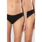Türen Kadın Likralı Ribana Dantelli Bikini Külot 2'li Paket 928/Siyah