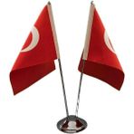 Turhan Masaüstü Çiftli Bayrak Direği - -- - 1 Adet
