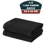Turk 2'Li Mikrofiber El Yüz Spor Havlusu 50X90 Siyah