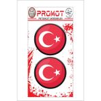 Türk Bayrağı 3D Damla 2 Li Sticker Logo 3