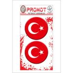 Türk Bayrağı 3D Kabartmalı Damla Logo Sticker 5cm 04