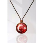 Türk Bayrağı Ahşap Kolye