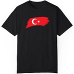 Türk Bayrağı Baskılı Siyah Tişört