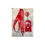 Türk Bayrağı Boyun Askı Ipi Yoyo ve Kartlık Set