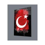 Türk Bayrağı Dikey Cam Tablo Hediyelik Büyük Tablo Ev Ofis Dekoru