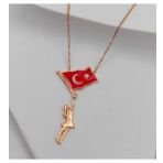 TÜRK BAYRAĞI KIZ ÇOCUK 925 AYAR GÜMÜŞ KOLYE