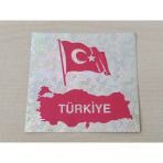 Turk Bayragı Stıcker Fosforlu 6X6cm Ay Yıldız Stıcker - Turk Bayragı Etıketı - Turk Bayragı Cıkartması