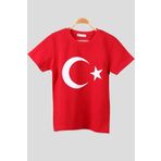 Türk Bayraklı T-shirt Kız ve Erkek Çocuk Unisex Bayram Tişörtü