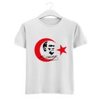 Türk Bayraklı Tişört, Atatürklü Tişört, Türk Bayrağı Ve Atatürk Baskılı Tişört, Kırmızı Türk Bayrağı Atatürk Türk Bayrağı (L)
