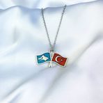 Türk Bozkurt İkili Bayrak Kolye