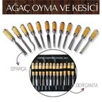 Turk Elena 12 Parça Çantalı Ağaç Oyma ve Kesici Set