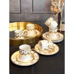 Türk Kahve Fincanı 24K Heritage 6 Kişilik 12 Parça - Renkli - 90 ml