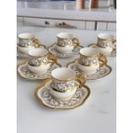 Türk Kahve Fincanı Daisy Siyah 6 Kişilik 12 Parça - Renkli - 90 ml