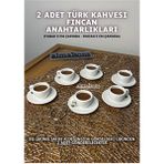 Türk Kahvesi Fincan Anahtarlık - Kahve Fincanı - Charm - 2 Adet - Beyaz