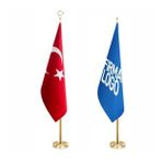 Türk Makam Bayrağı ve Logolu Makam Bayrağı + Pirinç Direk (Simsiz)