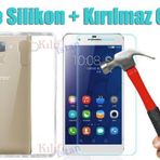 Turk Telekom Huawei Honor 7 Silikon Kilif + Kirilmaz Cam