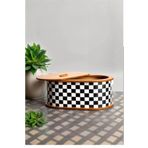 Turkco Desenli Ahşap Kapaklı Ekmeklik Mutfağınız İçin Modern Saklama Çözümü 34x21x15cm