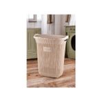Turkco Rattan Desenli 65 Lt Hacim Çamaşır Sepeti Bej Renk Plastik Malzeme Ergonomik Tasarım - 50 x 70